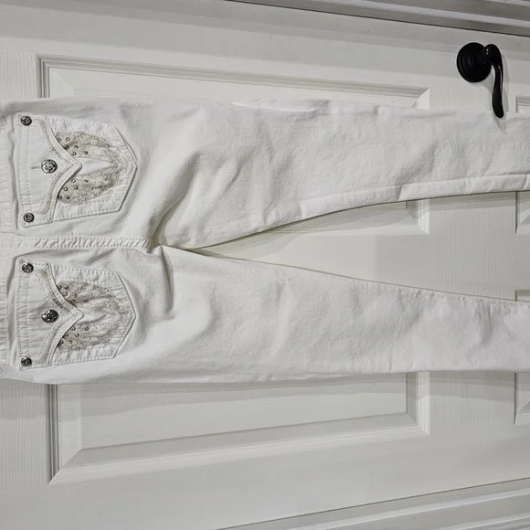 Miss Me White Skinny Jeans with Embellished Details - Picture 4 of 5